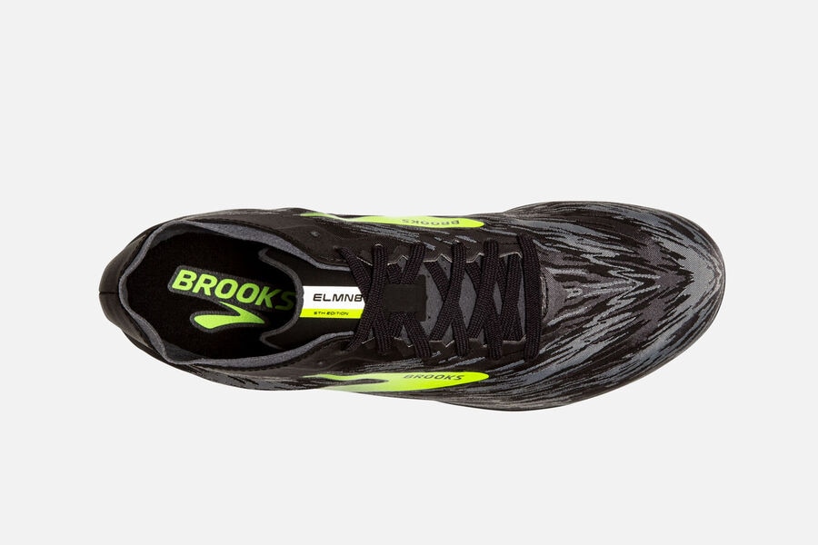 Brooks Elmn8 V5 Spikes Loopschoenen Heren - Zwart/Groen - 086721GLF